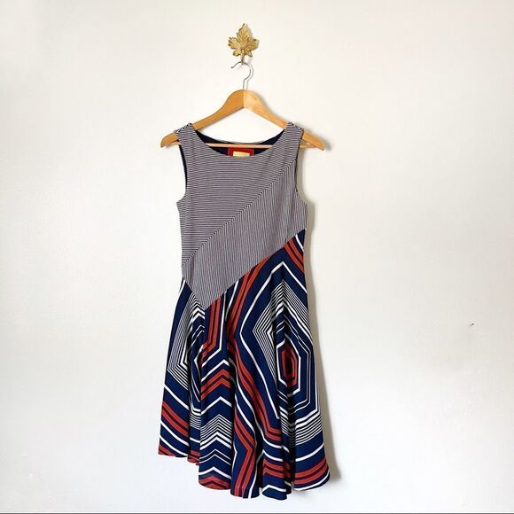 Anthropologie Maeve Cameron Striped Asymmetrical Midi dress size XS preowned - Picture 1 of 5